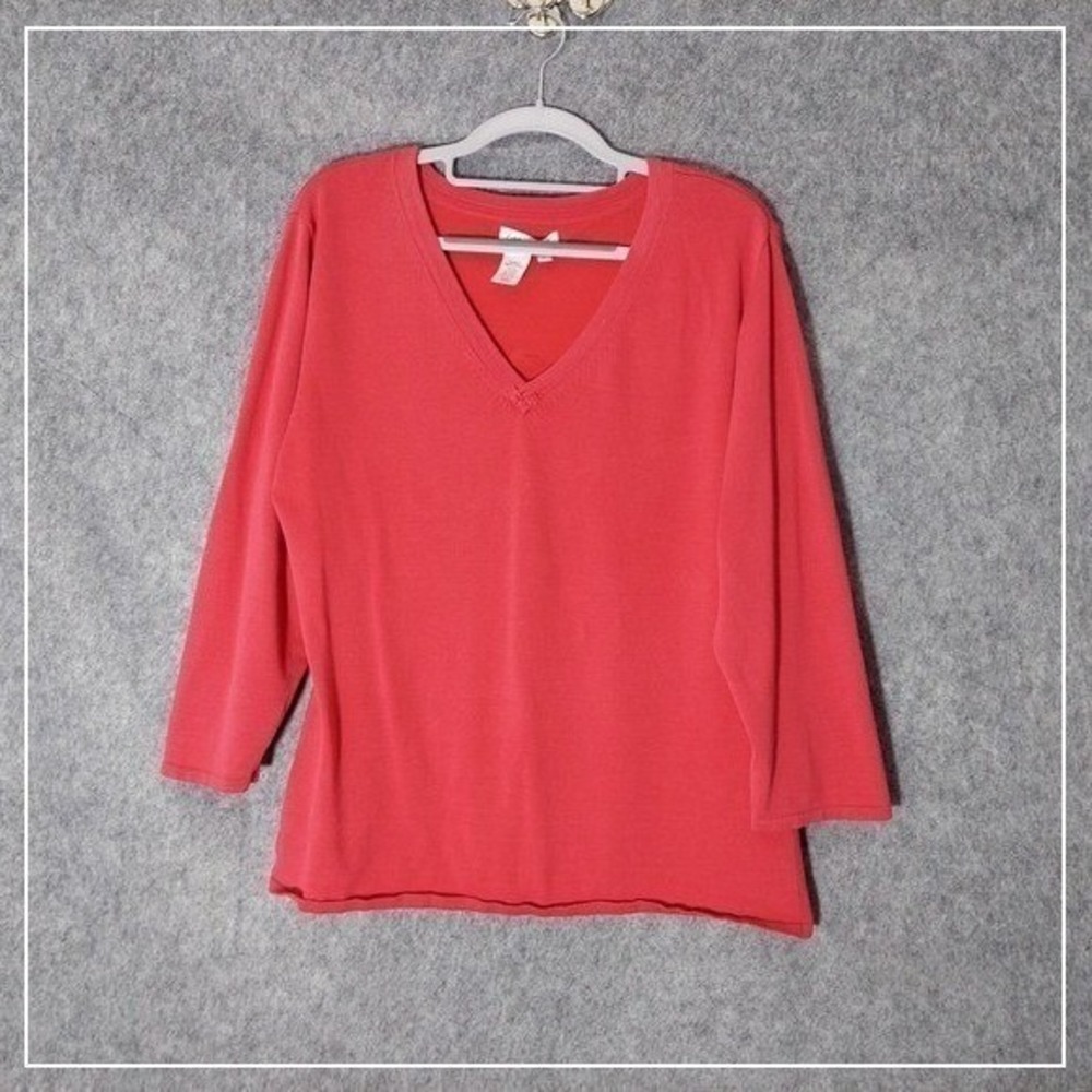 Coldwater Creek Top L Pink Silk Cotton Knit Lightweight Coastal Quiet Luxury